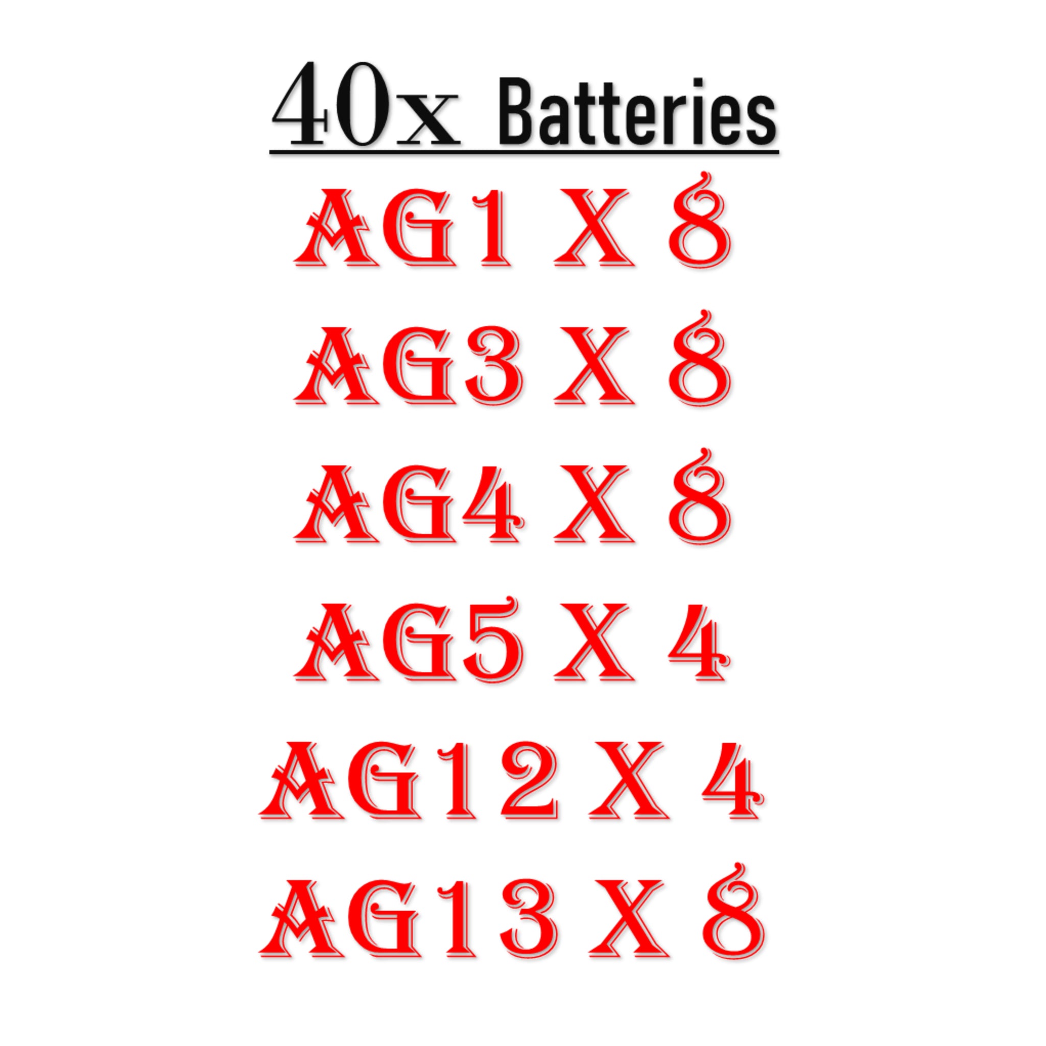 40 pack mixed button cell batteries by Elpine – AG1, AG3, AG4, AG5, AG12, AG13 – ideal for watches, toys, calculators, key fobs, and small electronics